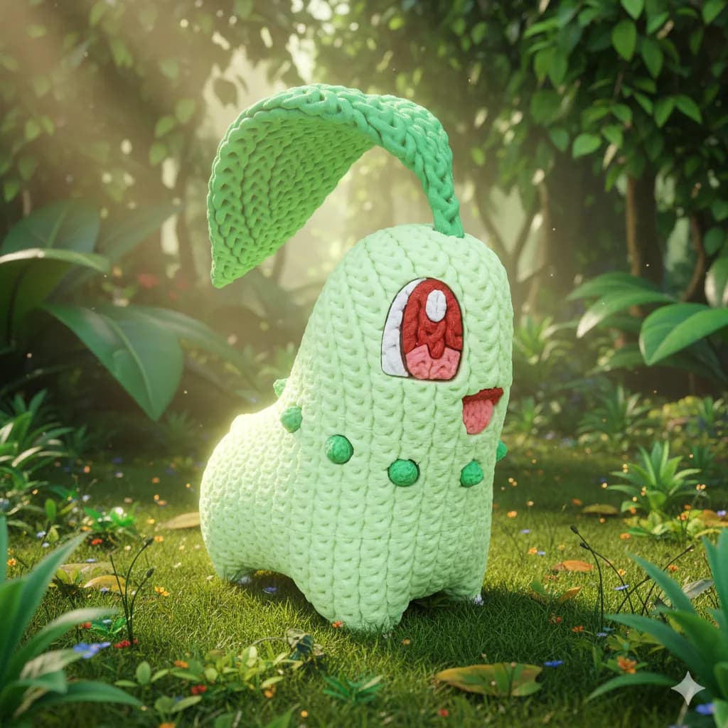Muñeco Crochet 3D Chikorita - Miniatura 2
