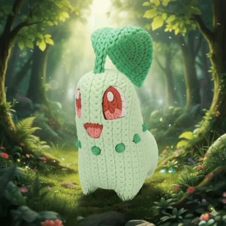 Muñeco Crochet 3D Chikorita