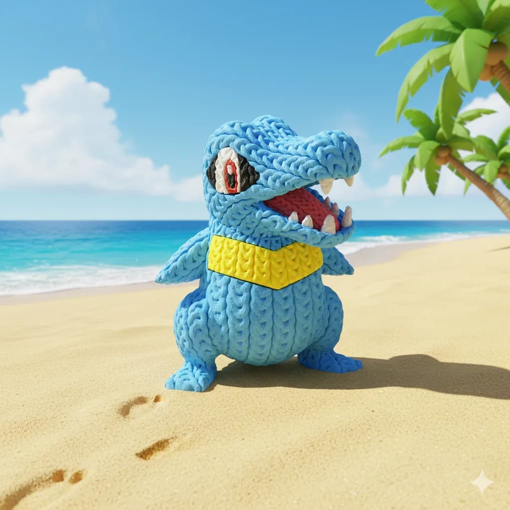Muñeco Crochet 3D Totodile - Miniatura 2